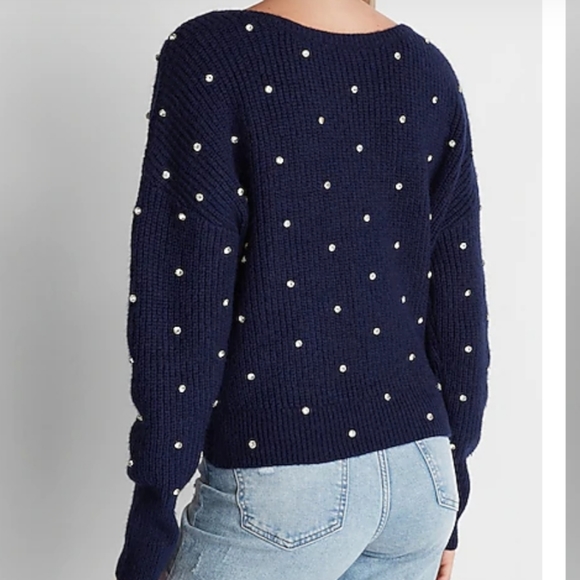 NWT EXPRESS Embellished Twist Sweater - Picture 4 of 8